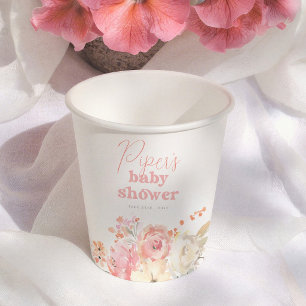 Vasos De Papel Chorreado de Agua Floral Retro para Baby Shower de