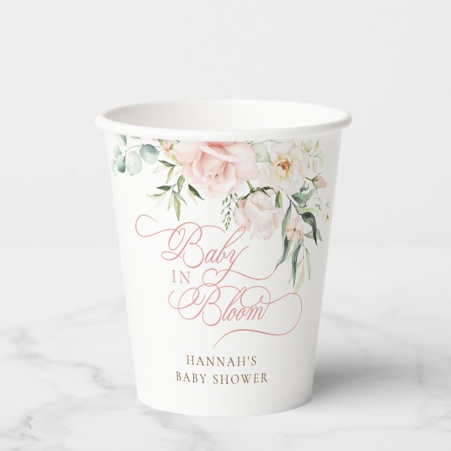 Vasos De Papel Chorreo de bebé Florals Baby Shower (Anverso)