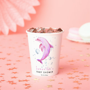 Vasos De Papel Chorro de agua del océano delfín baby shower