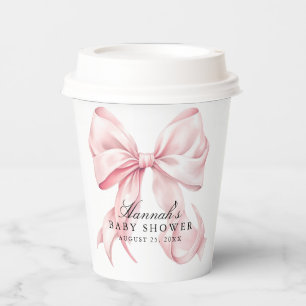 Vasos De Papel Chorro de Bebé de Lazo Rosa Tema de Lazo Coquette