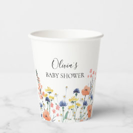 Vasos De Papel Chorro de bebé floral acuarela de flores silvestre