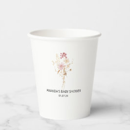 Vasos De Papel Chorro de Flores Silvestres Elegantes para Baby Sh