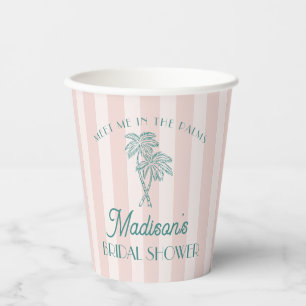 Vasos De Papel Chorro de la Palma Rosa Pastel Desayuno de Novia e