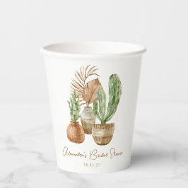 Vasos De Papel Chorro de novia de cactus pampas estilo boho acuar