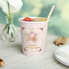 Vasos De Papel Chorro de Princesa de Damasco Rosa Elegante para B