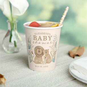 Vasos De Papel Chorro de Safari León Niño Baby Shower