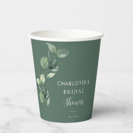 Vasos De Papel Chorro nupcial con follaje de eucalipto