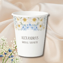 Vasos De Papel Chorro Nupcial de Jardín de Hortensias Azules y Fl