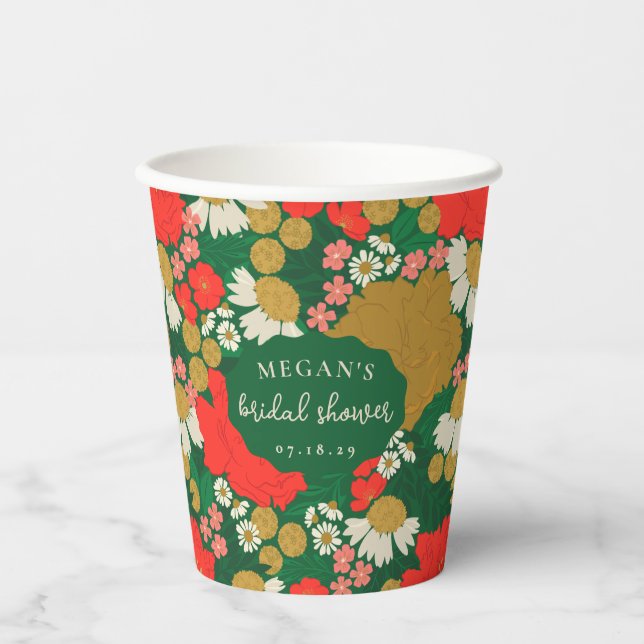 Vasos De Papel Chorro Nupcial de Ramo Floral (Anverso)