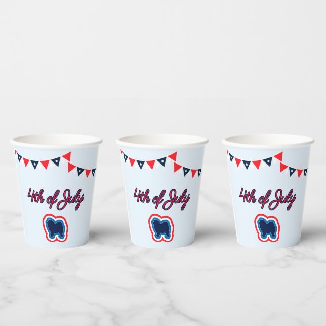Vasos De Papel Chow Chow Rojo Blanco Y Azul 4 De Julio (Multi)