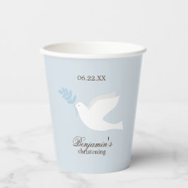 Vasos De Papel Christening de White Dove Boy Personalizado