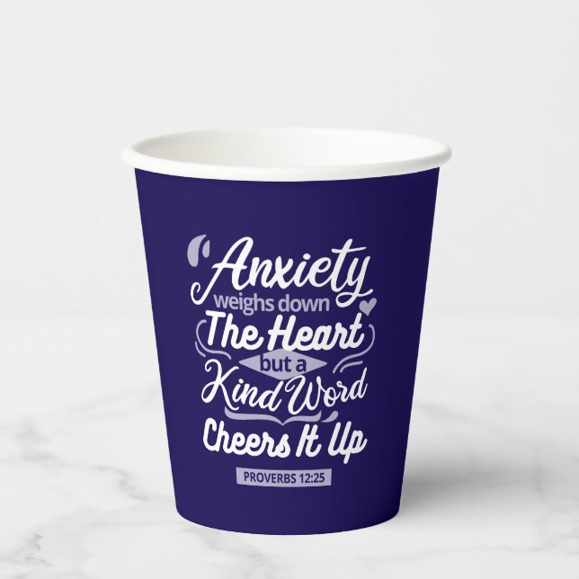 Vasos De Papel Christian Encouragement Quote – Anxiety & Kindness (Anverso)