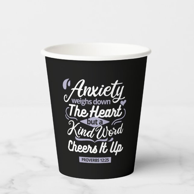 Vasos De Papel Christian Encouragement Quote – Anxiety & Kindness (Anverso)