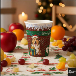 Vasos De Papel Christmas Collie Dog Reindeer Gift Graphic