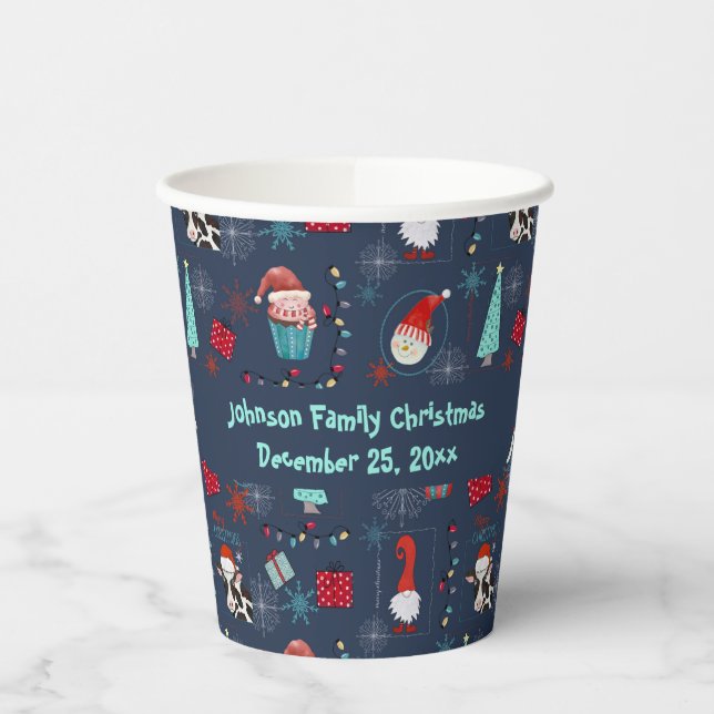 Vasos De Papel Christmas Fun Custom Name and Date (Izquierda)