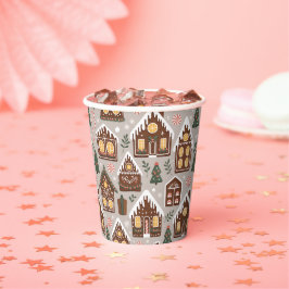 Vasos De Papel Christmas Gingerbread Houses Holiday Pattern
