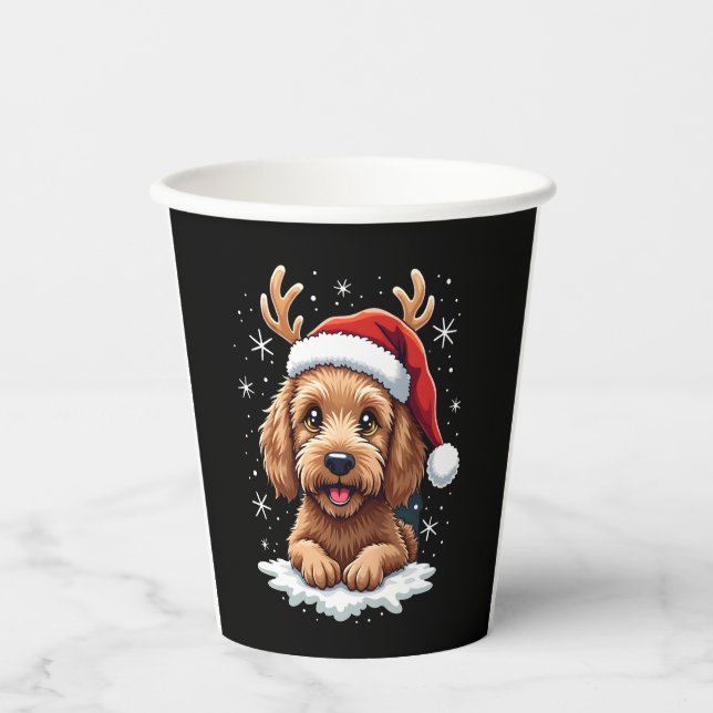 Vasos De Papel Christmas Goldendoodle Dog Reindeer Holiday Doodle (Anverso)