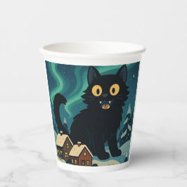Vasos De Papel Christmas Icelandic Yule Cat with Northern Lights