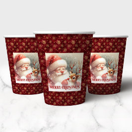 Vasos De Papel Christmas Paper Cups Featuring Cute Santa Rudolph
