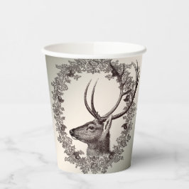 Vasos De Papel Christmas Party Floral Reindeer Golden Winter