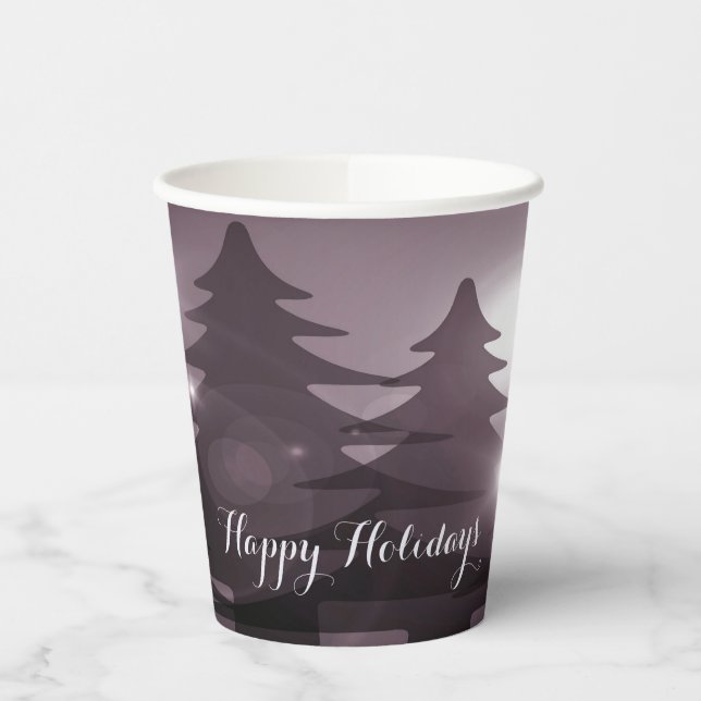 Vasos De Papel Christmas Party Pink Trees Holiday Winter Elegant (Izquierda)