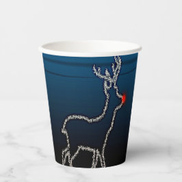 Vasos De Papel Christmas Party Reindeer Tree Blue Sky Shiny Stars