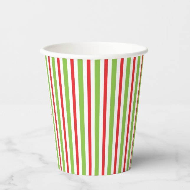 Vasos De Papel Christmas Party Stripped Red and Green Cups (Anverso)