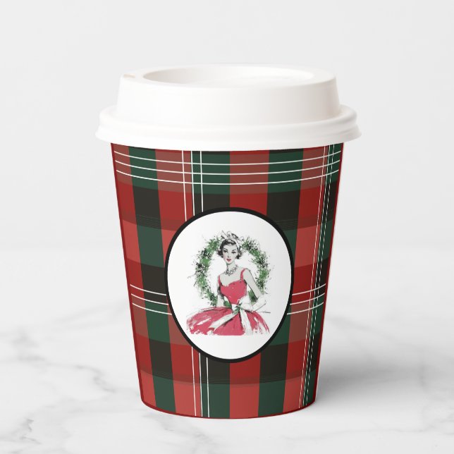 Vasos De Papel Christmas Plaid Paper Cup  (Reverso )