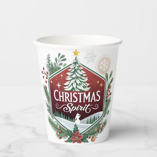 Vasos De Papel Christmas Spirit – A Festive Emblem of Joy (Anverso)