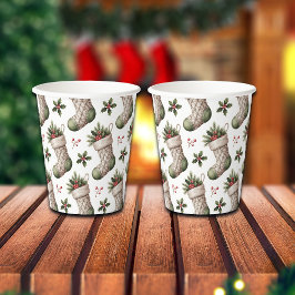 Vasos De Papel Christmas Stockings Winter Berries