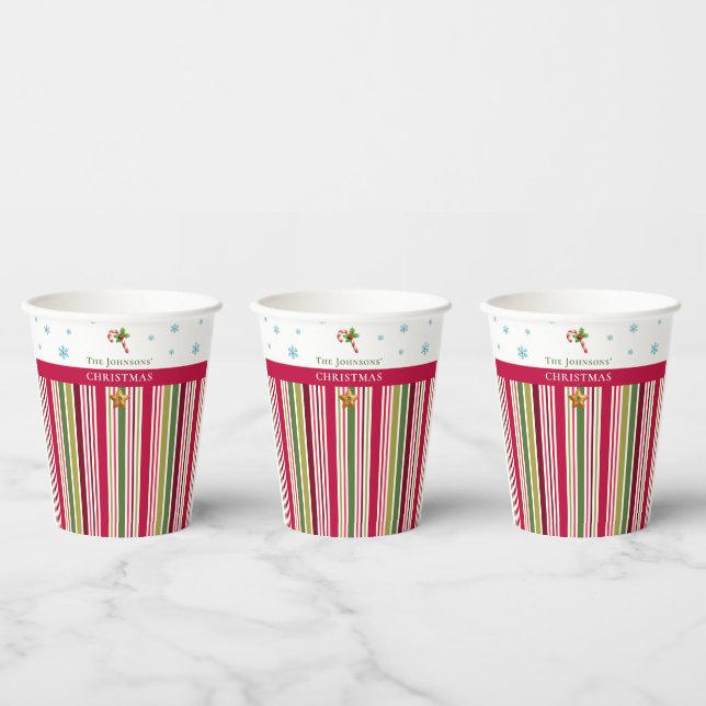 Vasos De Papel Christmas Striped– Holiday Cooking & Baking Gift (Multi)