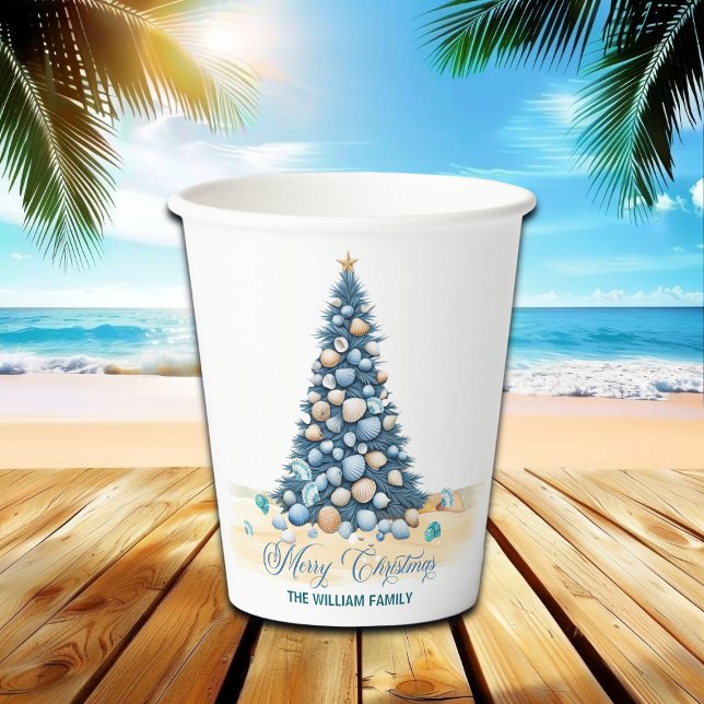 Vasos De Papel Christmas Tree Beach Merry Christmas (Subido por el creador)