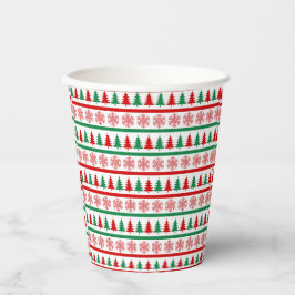 Vasos De Papel Christmas Trees and Snowflakes Print Paper Cups