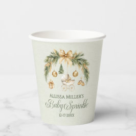 Vasos De Papel Christmas Watercolor Greenery Winter Baby Sprinkle