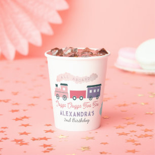 Vasos De Papel Chugga Chugga Dos Chicas rosados de tren Segundo c