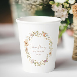 Vasos De Papel Chupete de flores boho para baby shower