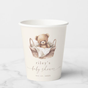 Vasos De Papel Chupete de osito neutro boho Baby Shower