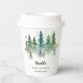 Vasos De Papel Chupinada de Acuarela del Bosque para Bebé