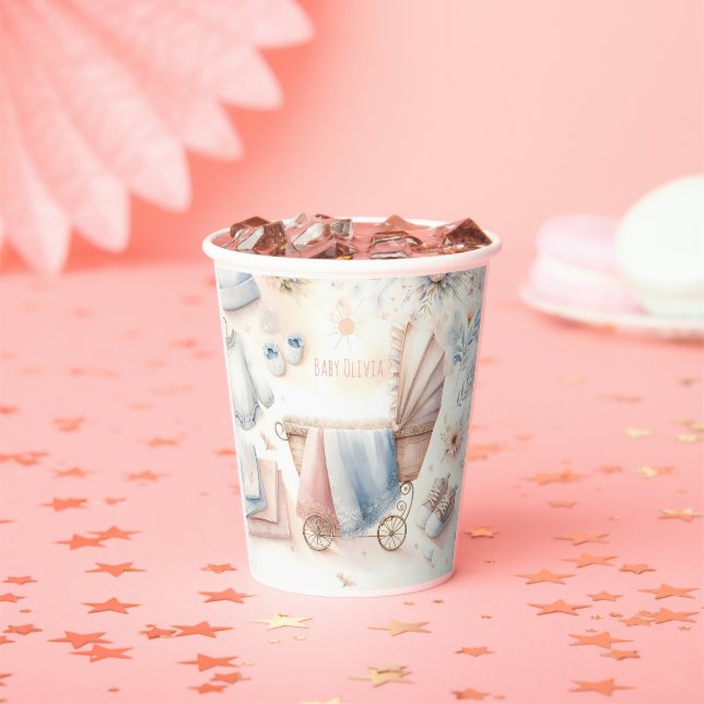 Vasos De Papel Chupito para Baby Shower Pastel  (in situ)