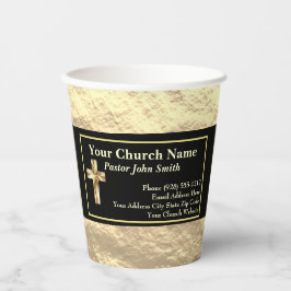 Vasos De Papel Church Pastor Gold And Black Classy