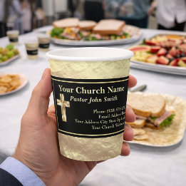 Vasos De Papel Church Pastor Gold And Black Classy