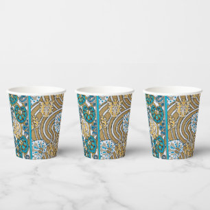 Vasos De Papel ciclamen azul arte nuevo flor botánica