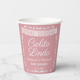 Vasos De Papel Cielito Lindo Blush Pink Papel Picado Baby Shower 