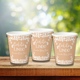 Vasos De Papel Cielito Lindo Fiesta Mexicana Baby Shower Neutral