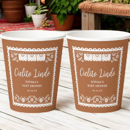 Vasos De Papel Cielito Lindo Talavera Baby Shower mexicano