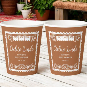 Vasos De Papel Cielito Lindo Talavera Baby Shower mexicano