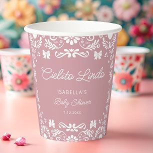 Vasos De Papel Cielito Lindo Talavera Chica mexicana Baby Shower
