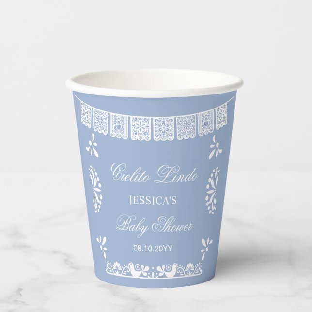 Vasos De Papel Cielito Lindo Talavera Mexican Boy Baby Shower (Anverso)