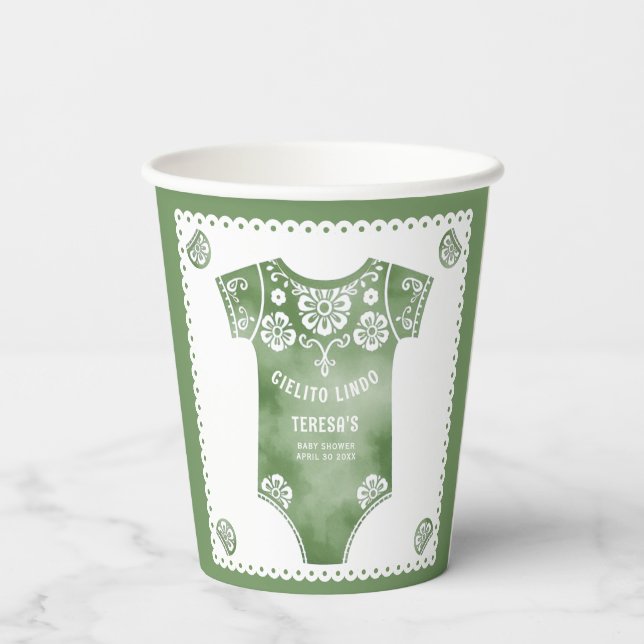 Vasos De Papel Cielito Lindosage traje de bebé verde (Reverso )
