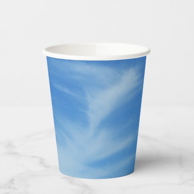 Vasos De Papel Cielo azul con nubes blancas resumen foto natural (Izquierda)